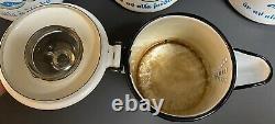 Berggren Kaffetaren Vintage Enamelware Café Pot Steamer Suédois Ensemble De 5