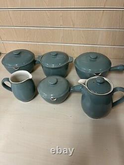 Bol à soupe Vintage Manor Green Denby X6, pichet avec couvercle, cafetière, casserole