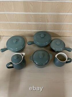 Bol à soupe Vintage Manor Green Denby X6, pichet avec couvercle, cafetière, casserole