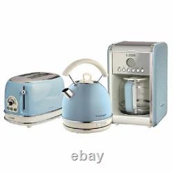Bouilloire, grille-pain et cafetière filtre Retro Dome Set, style vintage bleu