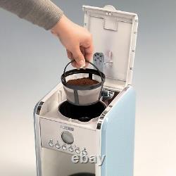 Bouilloire rétro, grille-pain et machine à café filtre, ensemble de style vintage bleu