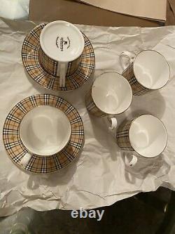 Burberry London Vintage Édition Spéciale Tea/cafee Cups Set Nwt Made In England
