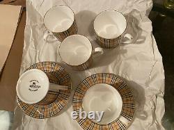 Burberry London Vintage Édition Spéciale Tea/cafee Cups Set Nwt Made In England