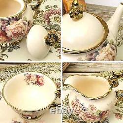 Café en porcelaine britannique de 15 pièces, motif floral, cadeau unique de la Chine vintage