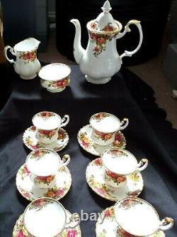 Coffee Set -country Roses Beautiful Vintage 15 Pieces Coffee Set Superbe