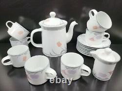 Dansk Belles Fleurs Gris 1 Coffee Pot 1 Creamer 7 Cup Saucer Set Vintage Lot