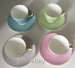 ENSEMBLE À CAFÉ DEMITASSE HARLEQUIN WEDGWOOD D'AVRIL POUR 4 PERSONNES RÉTRO DES ANNÉES 1950