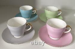 ENSEMBLE À CAFÉ DEMITASSE HARLEQUIN WEDGWOOD D'AVRIL POUR 4 PERSONNES RÉTRO DES ANNÉES 1950