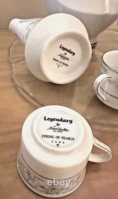 ENSEMBLE À CAFÉ RARE Noritake LÉGENDAIRE 'Rangée de Perles' TRIO - No. 3480 - Vintage