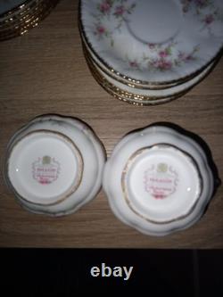 ENSEMBLE DE CAFÉ TRÈS RARE ROYAL ALBERT PARAGON VICTORIANA ROSE 6 pièces