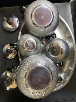 ENSEMBLE DE THÉ/CAFÉ VINTAGE DE 5 PIÈCES: THÉIÈRE, CAFETIÈRE, POT À LAIT, SUCRIER ET PLATEAU URSS