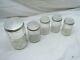 Ensemble 5 Vintage Glass Hoosier Type Jars Shaker Panel Coffee Tea Salt/pepper Spice
