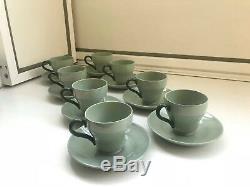 Ensemble À Café 8 Tasses 8 Soucoupe Wedgwood Celadon D'etruria & Barlaston Des Années 1950