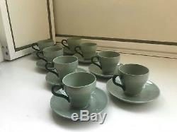 Ensemble À Café 8 Tasses 8 Soucoupe Wedgwood Celadon D'etruria & Barlaston Des Années 1950