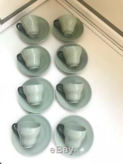 Ensemble À Café 8 Tasses 8 Soucoupe Wedgwood Celadon D'etruria & Barlaston Des Années 1950