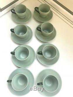 Ensemble À Café 8 Tasses 8 Soucoupe Wedgwood Celadon D'etruria & Barlaston Des Années 1950