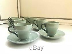 Ensemble À Café 8 Tasses 8 Soucoupe Wedgwood Celadon D'etruria & Barlaston Des Années 1950