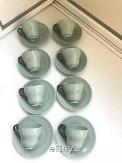 Ensemble À Café 8 Tasses 8 Soucoupe Wedgwood Celadon D'etruria & Barlaston Des Années 1950