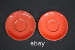Ensemble De 15 Pc. Villeroy & Boch Granada Solid Red 2 3/4 Coupes Plates Et Saucers Rare
