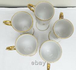 Ensemble De 5 Vintage Royal Sealy Footed Fleur De Lys Coffee Cups/saucersrare