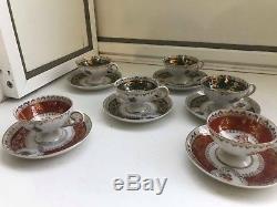 Ensemble De 6 Tasses 6 Soucoupes Rare Vintage Oscar Schlegelmilch Porcelaine Café Mocca