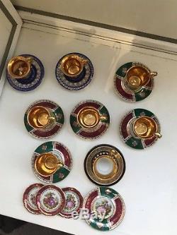 Ensemble De 8 Tasses Et 12 Assiettes Rare Vintage Café En Porcelaine Bavière Mocca Espresso