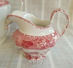 Ensemble De Café Victorien Vintage De Camilla De Spode De Copeland Rouge Et Blanc