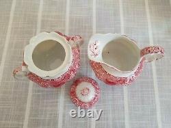 Ensemble De Café Victorien Vintage De Camilla De Spode De Copeland Rouge Et Blanc