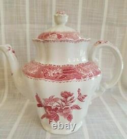 Ensemble De Café Victorien Vintage De Camilla De Spode De Copeland Rouge Et Blanc