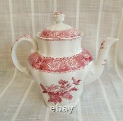 Ensemble De Café Victorien Vintage De Camilla De Spode De Copeland Rouge Et Blanc