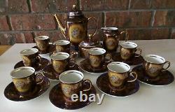 Ensemble De Café Vintage M Z Tchécoslovaquie. 10 Tasse. Richement Décoré Avec De L’or