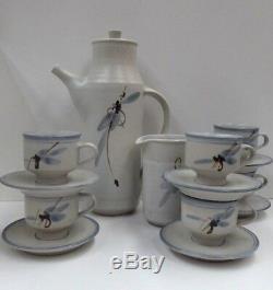 Ensemble De Café Vintage VIC Greenaway Australien En Poterie, Pot De 6 Soucoupes À Soucoupes