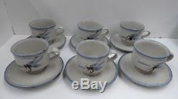 Ensemble De Café Vintage VIC Greenaway Australien En Poterie, Pot De 6 Soucoupes À Soucoupes