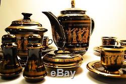 Ensemble De Thé Au Café Noir Marocain 24 Karat Gold - Vintage