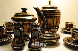 Ensemble De Thé Au Café Noir Marocain 24 Karat Gold - Vintage