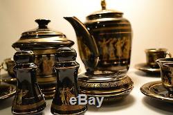 Ensemble De Thé Au Café Noir Marocain 24 Karat Gold - Vintage