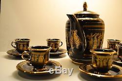 Ensemble De Thé Au Café Noir Marocain 24 Karat Gold - Vintage