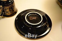 Ensemble De Thé Au Café Noir Marocain 24 Karat Gold - Vintage