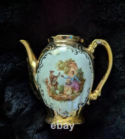 Ensemble Vintage Fragonard Design Service à Thé et Café en Or 24 Carats