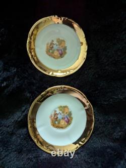 Ensemble Vintage Fragonard Design Service à Thé et Café en Or 24 Carats