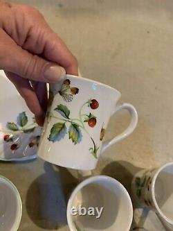 Ensemble Vintage James Kent Old Foley Strawberry Staffordshire Tea Coffee Cups Plaques