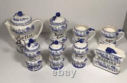 Ensemble à café Arnart Blue Onion 8 pièces vintage des années 1950 rare Japon