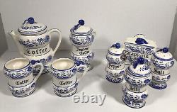 Ensemble à café Arnart Blue Onion 8 pièces vintage des années 1950 rare Japon