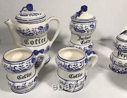 Ensemble à café Arnart Blue Onion 8 pièces vintage des années 1950 rare Japon