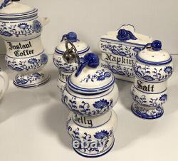 Ensemble à café Arnart Blue Onion 8 pièces vintage des années 1950 rare Japon