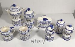 Ensemble à café Arnart Blue Onion 8 pièces vintage des années 1950 rare Japon