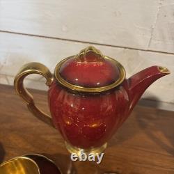 Ensemble à café Carlton Ware Rouge Royale Vintage Angleterre Tasses à café en demi-tasse Rouge Or