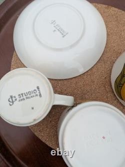 Ensemble à café J&G Meakin J & G des années 50 avec boîte d'origine Bermuda Tournesol