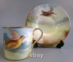 Ensemble à café Minton Game Birds. Peint à la main, signé. 6 x tasses et soucoupes. VTG