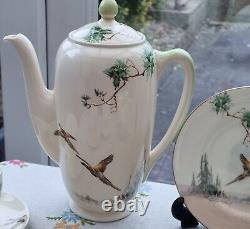 Ensemble à café Royal Doulton The Coppice vintage antique Pot à café Pichet à lait Faisan 1942